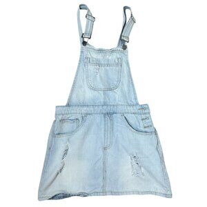 FOREVER 21 Distressed Denim Jeans Overalls Dress Skirt Size Small